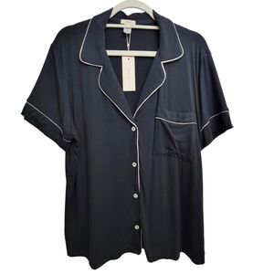 Eberjey Black & Sorbet Pink Gisele Relaxed PJ Top Size Medium